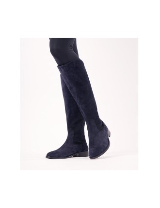 All-New Eddie - Extra-Wide Fit Knee High Boots - Navy Nubuck Suede In Stock