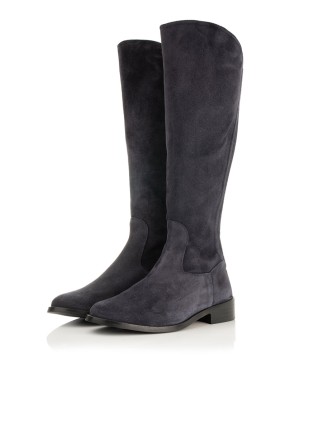 All-New Eddie - Extra-Wide Fit Knee High Boots - Navy Nubuck Suede In Stock