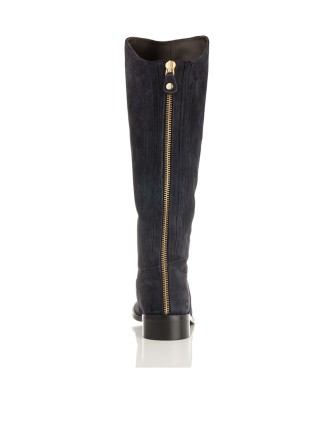 All-New Eddie - Extra-Wide Fit Knee High Boots - Navy Nubuck Suede In Stock