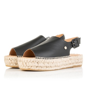 All-New Bona - Wide Fit Espadrille - Black Leather In Stock