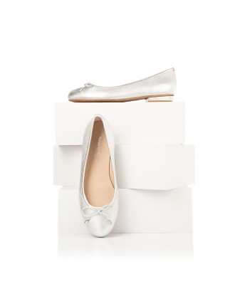 All-New Carla Wide Fit Ballet Flats - Silver Leather Fresh Release