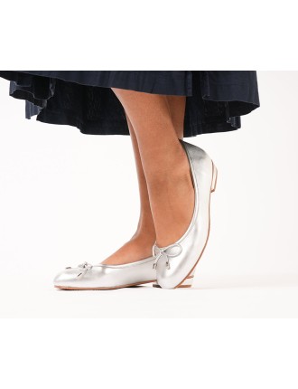 All-New Carla Wide Fit Ballet Flats - Silver Leather Fresh Release