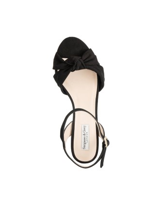 All-New Carrie - Wide Fit Block Heel Sandal - Black Suede Limited Stock