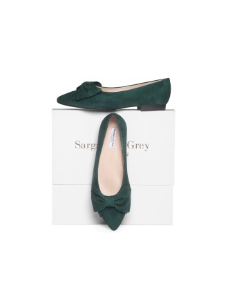 All-New Dionne Extra-Wide Fit Flats - Green Suede Available Now