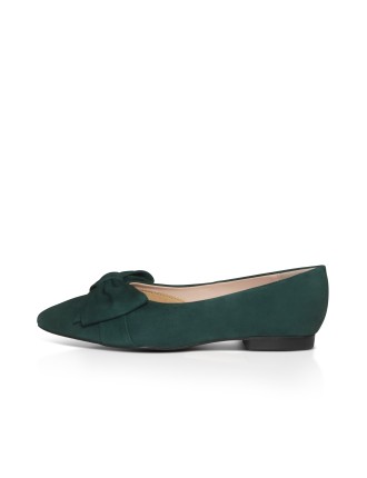 All-New Dionne Extra-Wide Fit Flats - Green Suede Available Now