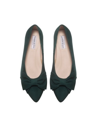 All-New Dionne Extra-Wide Fit Flats - Green Suede Available Now