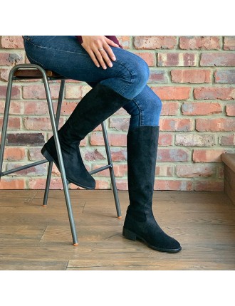 All-New Patsy - Extra Wide Fit Knee High Boots - Black Nubuck Suede - Extra Wide Calf Hot New Item