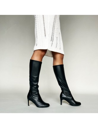 All-New Isla Extra-Wide Fit Knee High Boots - Black Leather/Fabric Mix Just Launched