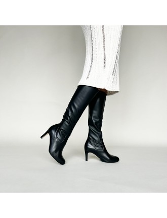 All-New Isla Extra-Wide Fit Knee High Boots - Black Leather/Fabric Mix Just Launched