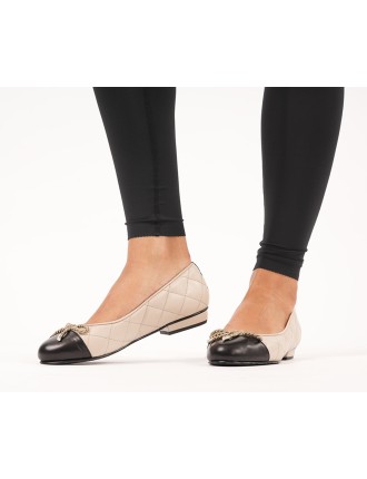 All-New Alice Wide Fit Ballet Flats - Beige & Black Leather Available for Immediate Shipping