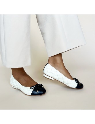 All-New Alice Wide Fit Ballet Flats - Navy & Cream Quilted Leather Latest Edition