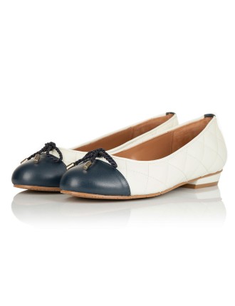 All-New Alice Wide Fit Ballet Flats - Navy & Cream Quilted Leather Latest Edition