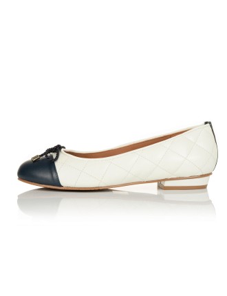 All-New Alice Wide Fit Ballet Flats - Navy & Cream Quilted Leather Latest Edition