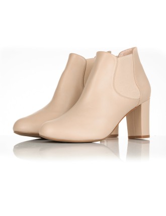 All-New Lucille Extra-Wide Fit Boots - Beige Leather Just Launched