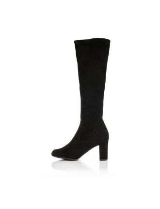 All-New Lydia Extra-Wide Fit Knee High Boots - Black Suede New Stock